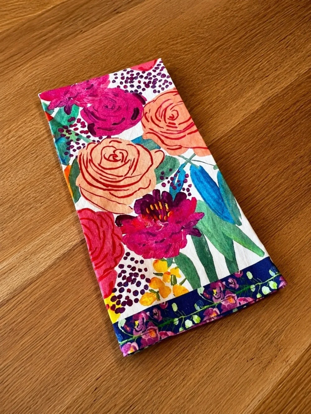 ANTHROPOLOGIE Bridgette Thornton Floral Dish Towel Kitchen Decor Colorful NWT